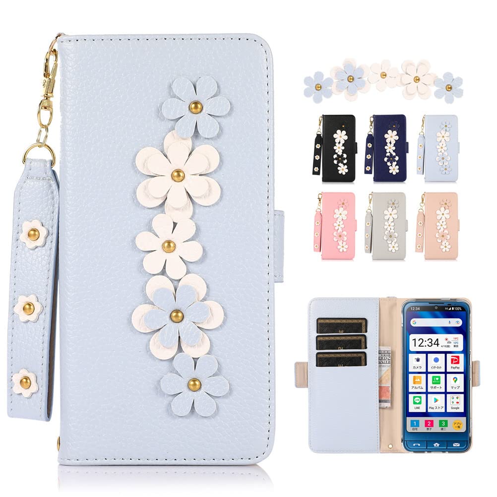 Amazon.co.jp: シンプルスマホ6 ケース 手帳型 ストラップ付き